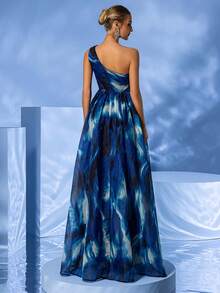 YISIKADO Women Sleeveless Tie-Dye Printed Vacation Style Dress Elegant Formal Evening Prom Wedding Guest Gown, For Graduation, Dinner,Party Dress - Multicolor - View 3