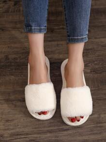 Fluffy Women's Fashionable Home Slippers, Indoor Anti-Slip Soft Sole Slippers With Upper
