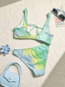 SHEIN Swim Summer Women's Tie-Dye Bikini Set - Multicolor - View 4