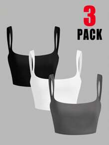 CovetEZ 大码纯色粗肩带无袖背心 - 彩色 - 查看 2