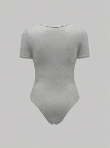 SHEIN Unity Body De Manga Corta Y Cuello Redondo De Color Sólido