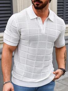 Manfinity Homme Men's Short Sleeve Knitted Polo Shirt - White - View 5