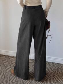 DAZY Women's Solid Color Pleated Loose Fit Casual Pants With Pockets Fall