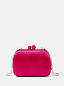SHEIN VCAY Pink Glitter Clutch Bag Valentines - Hot Pink - View 4