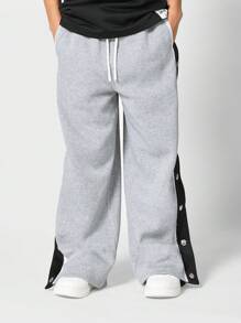 SUMWON Kids Unisex Wide Leg Fit Joger With Side Snaps - Grey - View 2