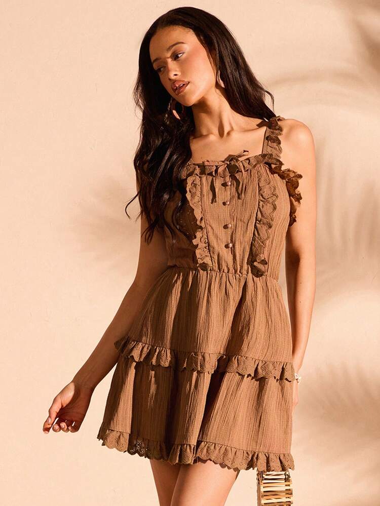 Embroidered Lace Holiday Ladies' Dress