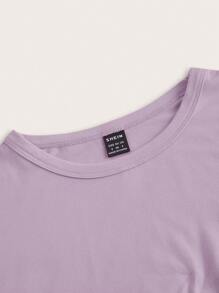 SHEIN EZwear Bộ 4 áo thun nữ cổ tròn tay ngắn dáng ôm, đa năng, thích hợp mặc vào mùa hè - Nhiều màu - Xem 6