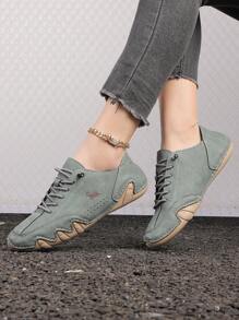 Fall/Winter Women's Casual Sneakers With Handmade Octopus Design, Suitable For Fitness Cross Fit Training, Fashion Moto Style, Rubber Anti-Slip Sole, Slip-On Loafers - Green - View 3