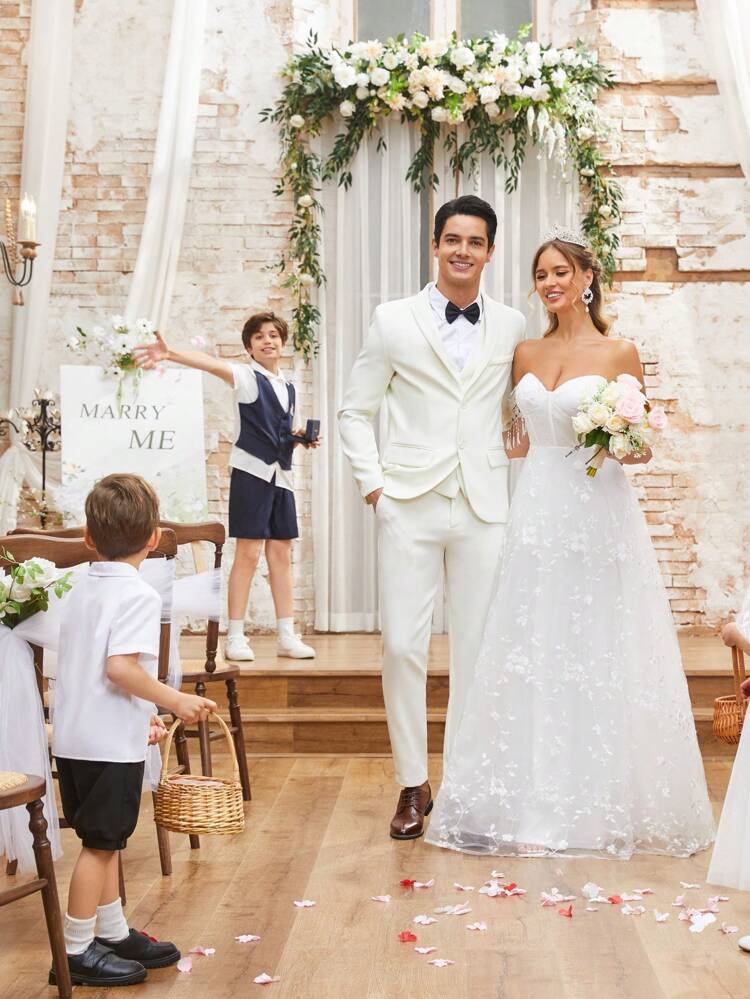 2pcs/Set Tween Boy's Elegant 2-In-1 Tie Shirt And Shorts Gentleman Outfit