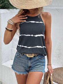 EMERY ROSE Ladies' Tie-Dye Halter Neck Top - Grey - View 4