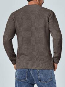 RueChic Męski Wzór siatki Okrągły Dekolt Swetry