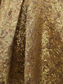 SHEIN Belle Vestido elegante, hermoso y romántico tipo bandeau con pliegues con trama jacquard dorada, de cintura alta y forma A con dobladillo de paraguas, para fiesta de graduación, boda o fiesta de cumpleaños