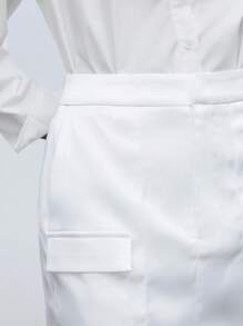 Maija Women's Solid Color Flap Pocket Skirt - White - View 10