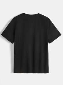 SHEIN Tween Boy Summer Casual Minimalist Ramadan Pattern Short Sleeve Round Neck T-Shirt
