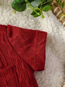 SHEIN Baby Boy's Bear Embroidery Pocket Romper