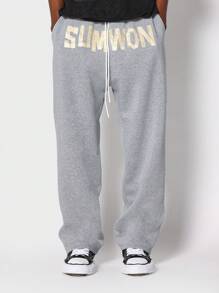 SUMWON Carpenter Jogger Pant With Front Graphic - Grey - View 1