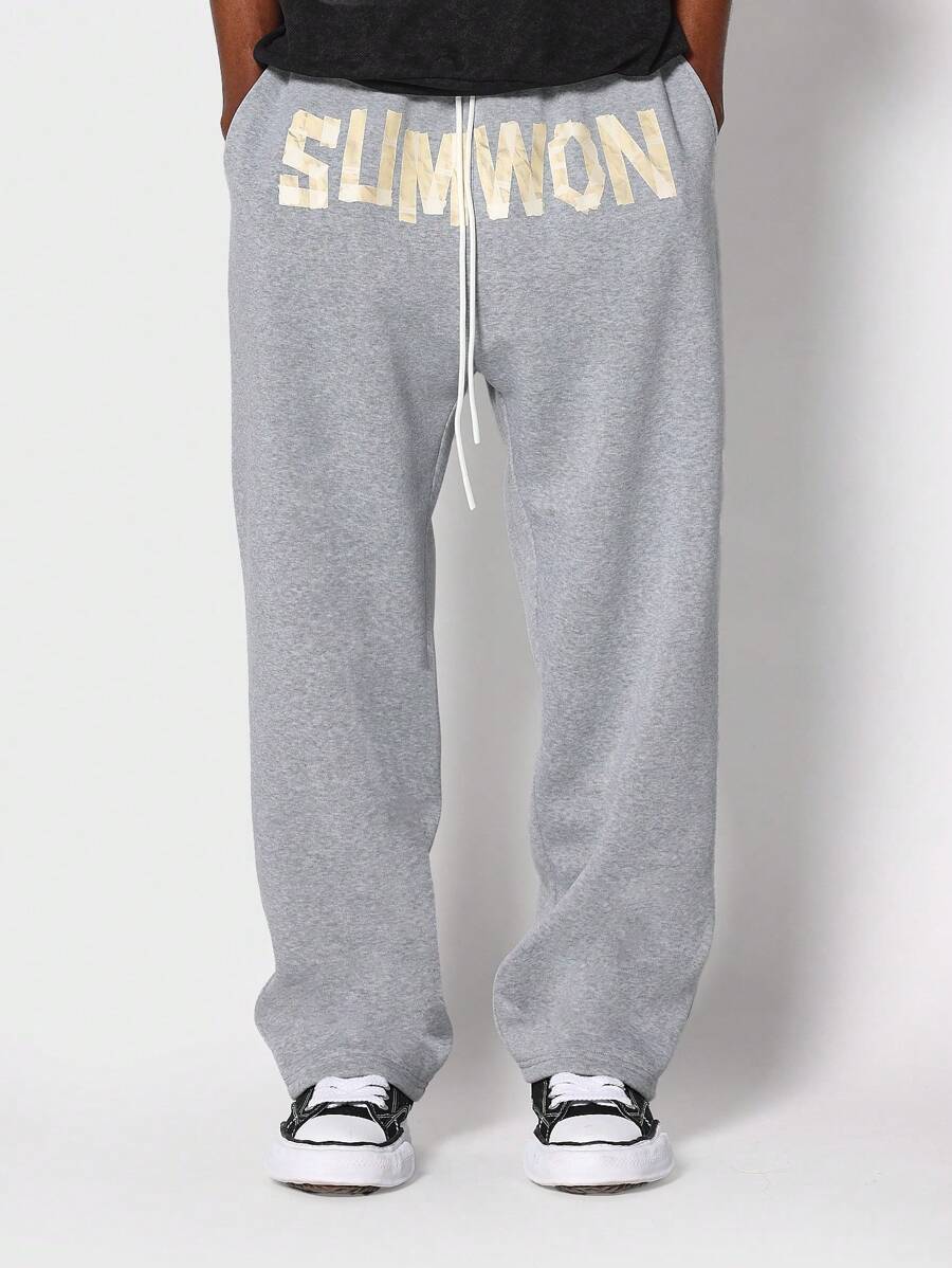 SUMWON Carpenter Jogger Pant With Front Graphic - Grey - View 1