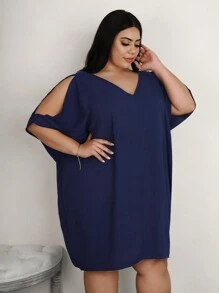 SHEIN CURVE+ Kích thước lớn Của phụ nữ Tách tay áo Đầm - Nhiều màu - Xem 4