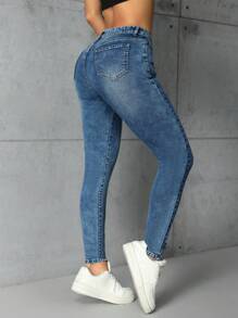 SHEIN Essnce Ladies' Simple Jeans Long Pants Y2k