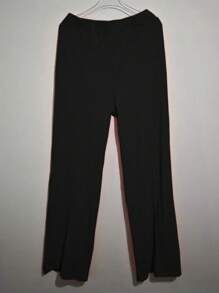 INAWLY Conjunto de 2 piezas de talla grande para mujer, de color liso y sencillo - Negro - Ver 3