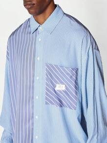 SUMWON Oversized Fit Stripe Shirt - Blue - View 3