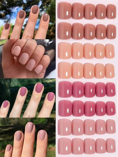 爪 付け爪 96個セット ギフトボックス付き 4色 ヌードカラー パステル ジェルネイル