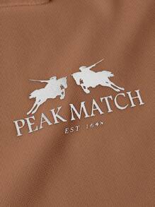 SHEIN Manfinity Homme 男士實色短袖撞色馬球衫 - 棕色 - 查看 4