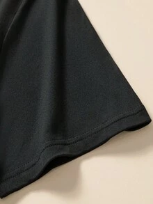 Calvaya Kích thước lớn Màu thuần Tối giản Tim & In bướm Ngắn tay Áo thun Và Quần short - màu đen - Xem 4