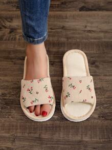 Fall/Winter Women's Linen Breathable Anti-Slip Open Toe Slippers For Summer Indoor/Outdoor Use,Fluffy Slippers - Multicolor - View 2