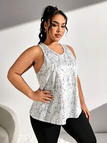 SHEIN Sport Studio Plus Size Sporty Printed Tank Top