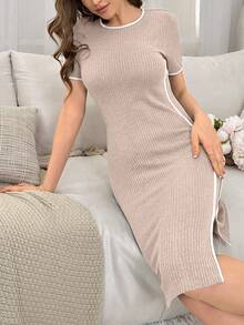 Của phụ nữ Quần bó Trang phục mặc nhà Đầm Với Khối màu Và - Màu Khaki - Xem 5