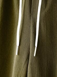 Manfinity Homme Bộ hai mảnh Nam Dây kéo Túi Nút phía trước màu trơn Giải trí - xanh quân đội - Xem 4