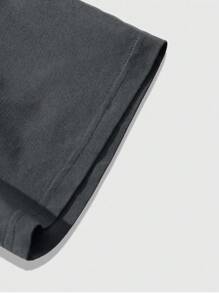 Manfinity Homme Nam Màu thuần Thả vai Áo thun Với Lá thư - Màu xám đen - Xem 7