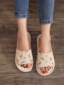 Fall/Winter Women's Linen Breathable Anti-Slip Open Toe Slippers For Summer Indoor/Outdoor Use,Fluffy Slippers - Multicolor - View 3