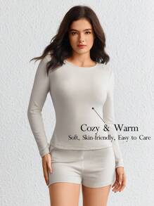 Ocili Leisure Solid Fine Knit Lounge Set - Light Grey - View 1