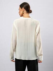 Aveloria Chiffon Crushed Notch Collar Casual Shirt Fall Cloth For Women