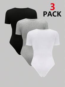 SHEIN Unity Body De Manga Corta Y Cuello Redondo De Color Sólido