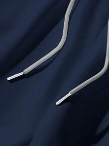 RueChic Men's Drawstring Patch Waistband Cargo Pants - Navy Blue - View 6