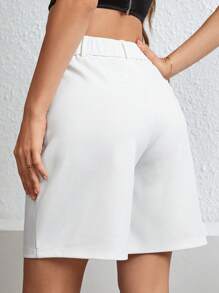 Firerie Shorts de mujer con pliegues y bolsillos unicolor de cintura alta