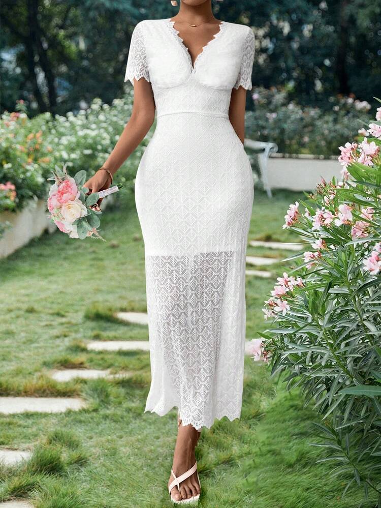 Women's Elegant Lace V-Neck Dress