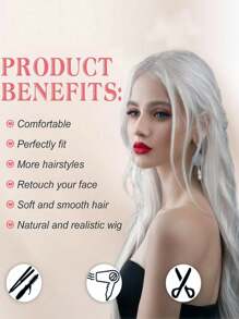 White Wigs for Women 26 Inches Long White Wig Synthetic Wig Middle Part Natural Looking White Wavy Wig for Daily Use Halloween Cosplay Wig
