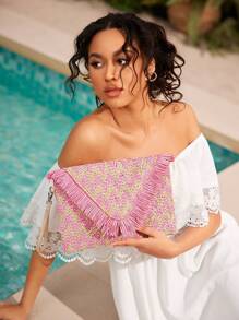 SHEIN VCAY 編織時尚手拿包,適用於日常穿搭 - 粉色 - 查看 5