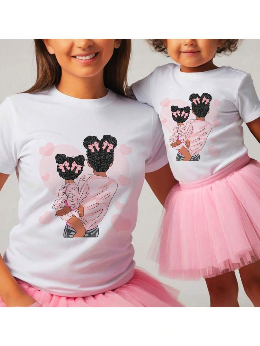 SHEIN LUNE 1 chiếc áo thun tay ngắn cổ tròn đơn giản phù hợp với gia đình, dáng ôm vừa vặn dành cho nữ thích hợp cho mùa hè - trắng - Xem 1