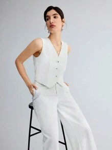 BizChic Ladies' Single-Breasted Suit Vest Set In Fall/Winter - White - View 10