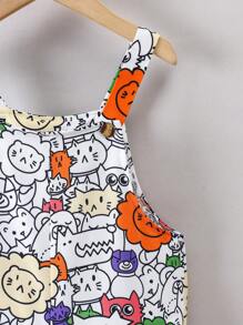 SHEIN Young Boy Cute Cartoon Printed Jumpsuit With Backpack For Summer - Multicolor - View 3