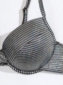 Swim SXY Summer Beach Ladies' Metallic Fabric, Adjustable Spaghetti Strap, Bikini Swimwear, Two Piece