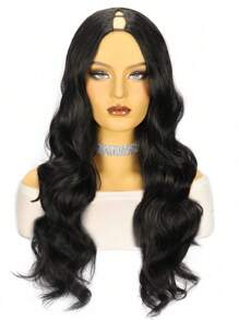 26 inch Natural Black Body Wave Wig V Part Wigs for  Upgrade U Part Wigs Half Wigs for  V Shape Glueless Wig No Leave Out Body Wave V Part Synthetic Wig
