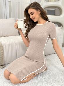 Của phụ nữ Quần bó Trang phục mặc nhà Đầm Với Khối màu Và - Màu Khaki - Xem 4