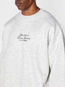 SUMWON Áo nỉ oversize in họa tiết - Màu be - Xem 4