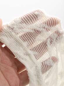 DAZY Áo Crop Top Ren Bodycon Trong Suốt Cho Nữ - trắng - Xem 6